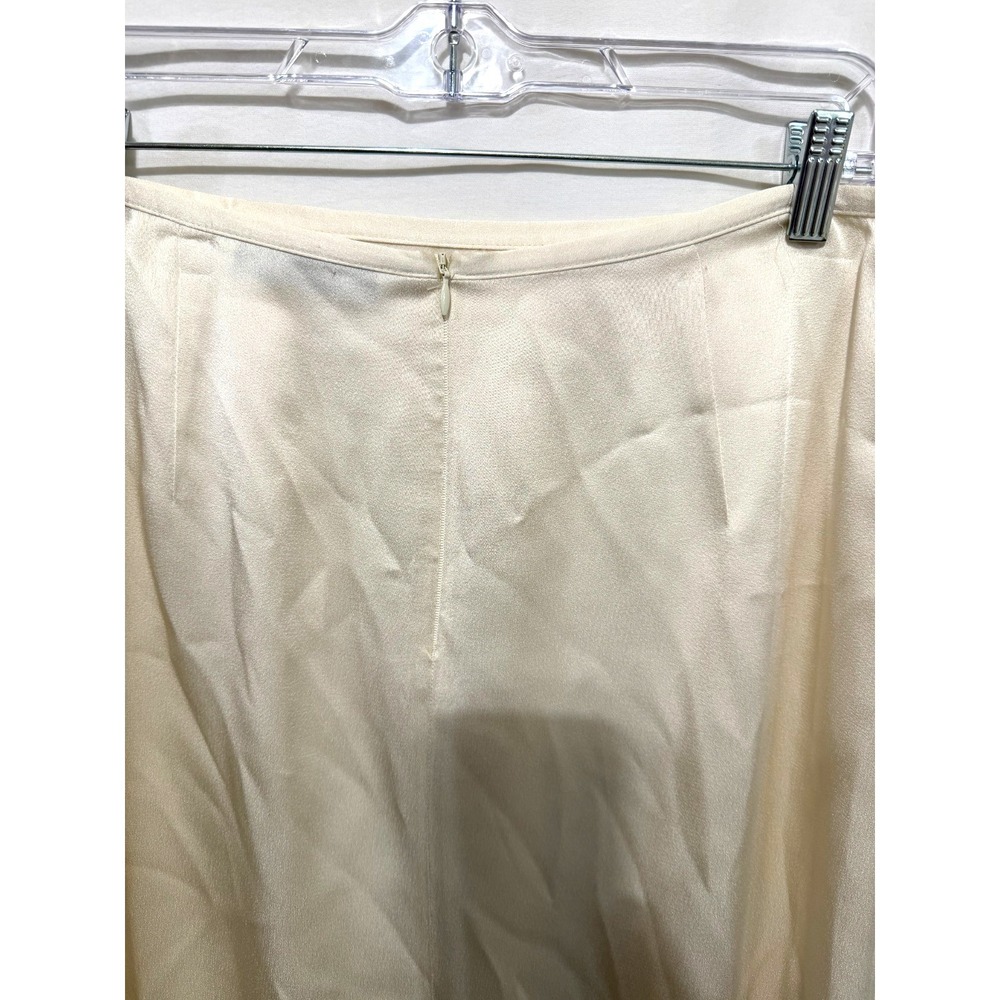 Zara New Woman Size Large Mid Rise Ivory With Black Lace Satin Midi Pencil Skirt - Picture 6 of 7